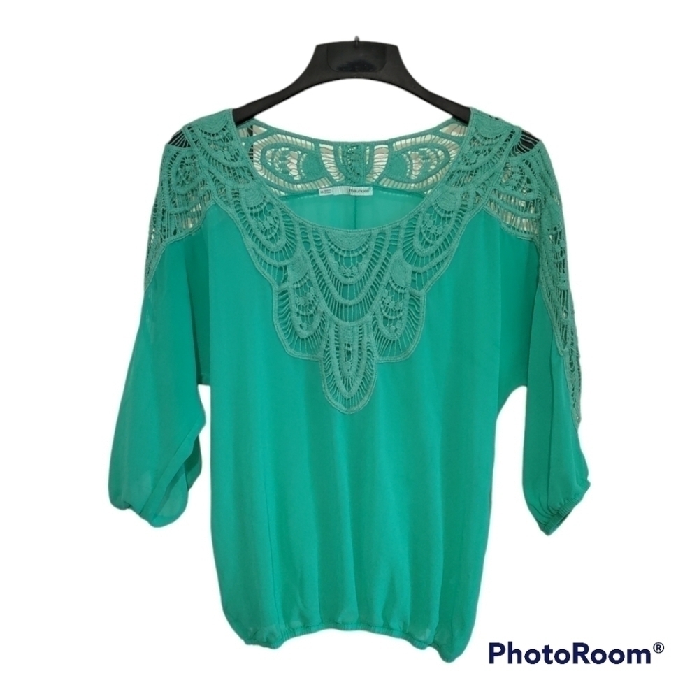 Maurice's Mint green sheer short sleeve top XS